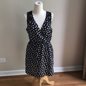 Black and White Cat Print Dress with Keyhole Back